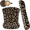 Ergonomic Black Mouse Pad Wrist Support and Memory Foam Keyboard Wrist Rest SetGel Mouse Mat with Non-Slip PU BaseKeyboard Palm Rest for Home Office Wireless Gaming Desk Pad Gold Glitter Leopard
