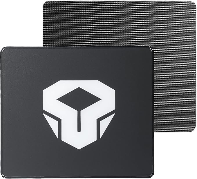 Glass Gaming Mouse Pad Micro-Etched SurfaceTempered Glass Ultra-Smooth Finish Anti-Slip Honeycomb Base 13.8 x 11.8 Inches（Black-Large Pattern）