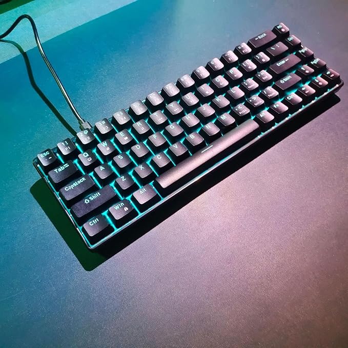 ciciglow Gaming Keyboard Wired Mechanical Keyboard Backlit 68 Keys Blue Switch Computer Keyboard for OS X and for Linux