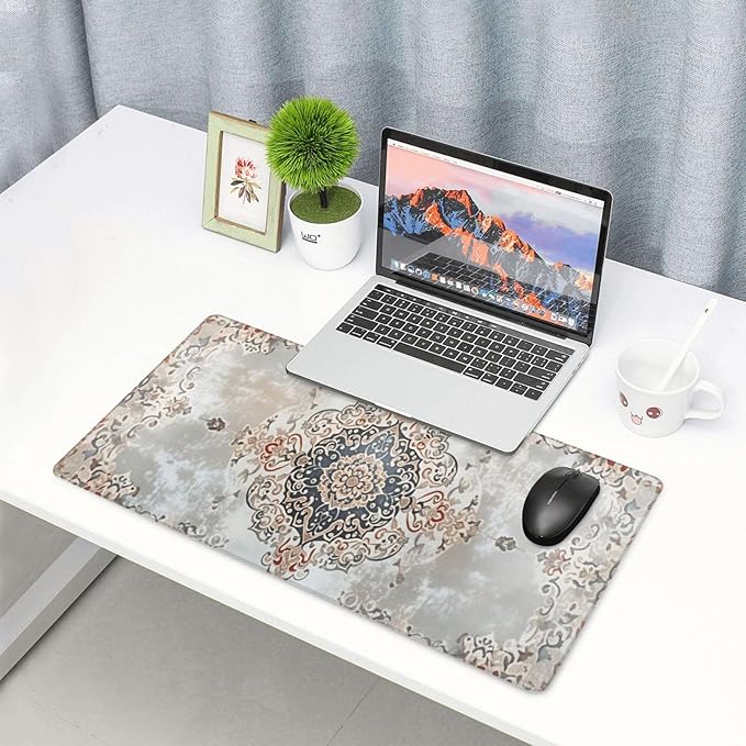 Boho Chic Desk Cover MatExtended Large Mouse PadComputer Laptop Mat Desk Decor for Office Game Home 30x16 Inch