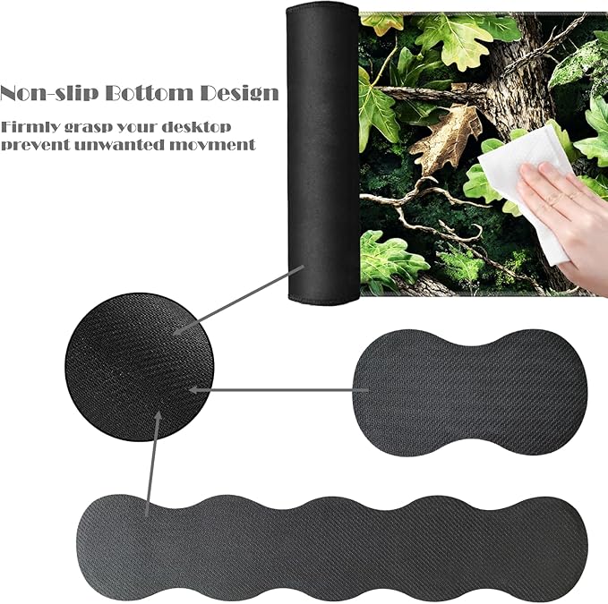Ergonomic Keyboard Wrist Rest &amp Mouse Pad Wrist Rest SetXL Gaming Desk Mat 31.5x 11.8Non-Slip BaseMemory FoamEasy Typing Pain Relief for Office &amp HomeCamouflage Forest