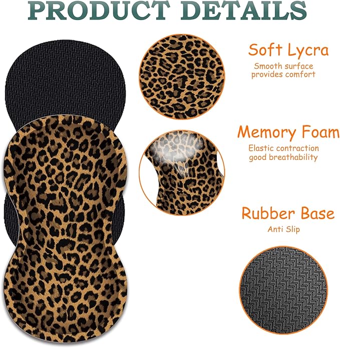 3-in-1 Large Mouse Pad Gaming Set (31.5 x 11.8 inch)+ Wrist Rest Pad + Coaster Memory Foam Gel Wrist Rest Pad for Pain Relief Stitched Edges Non-Slip Table Mat Brown Leopard Print