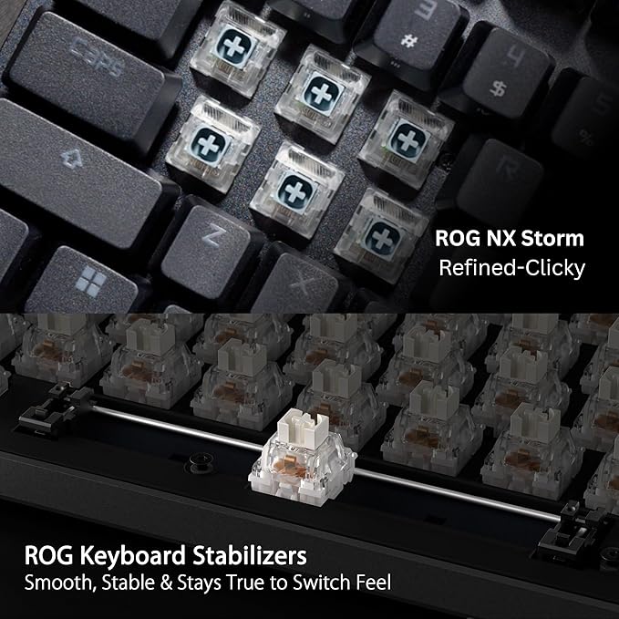 ASUS ROG Strix Scope II 96 Wireless Mechanical Gaming Keyboard – 96% Full-Size Tri-Mode Connectivity Hot Swappable Pre-lubed ROG NX Storm Clicky Switches PBT Keycaps RGB PC/Mac Support - Black