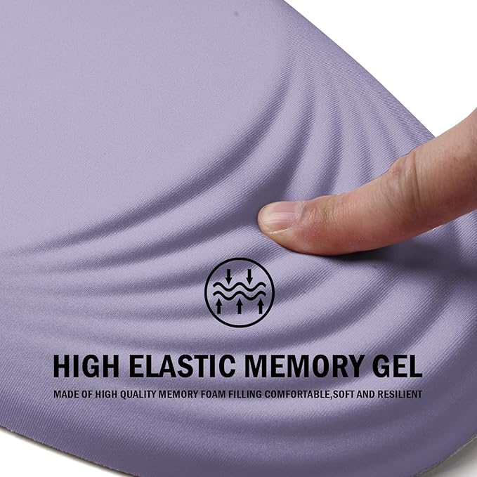 Ergonomic Mouse Pad with Wrist Rest SupportMousepad Relief Carpal Tunnel Pain Entire Memory Foam Mouse Pad with Non-Slip PU Base Wireless Mouse Pad Purple