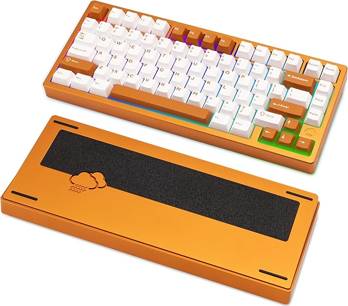 KEEBMONKEY WOBKEY Rainy 75 Aluminum HMX/JWK Switches Mechanical Keyboard with Superior Acoustics Wired BT 2.4G Wireless Connectivity (Pro Orange(Stainless Steel Weight))