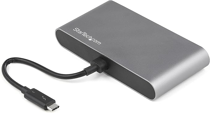 StarTech.com Dual-Monitor Thunderbolt Mini Dock 4K 60Hz DisplayPort Driverless Hub for Windows &amp Mac Gigabit Ethernet 1x USB-A (USB 5Gbps) 11in (28cm) Cable