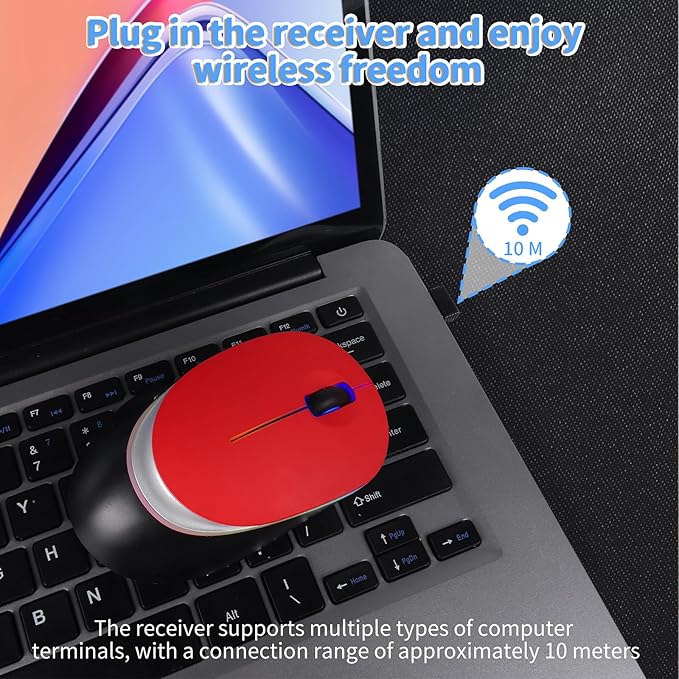 Type-C RGB Wireless Bluetooth Mouse - Ergonomic Rechargeable Silent Clicks for Laptops and PCs - Ideal for Office and Gaming Use (Red)