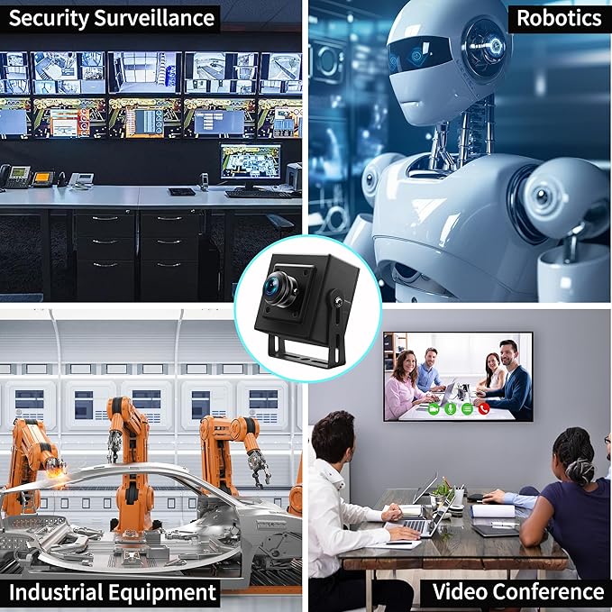 5MP USB Camera with 180 Degree Fisheye Lens 1080P 30FPS Webcam Aptina MI5100 Wide Angle Security Camera with Aluminum Case Mini Industrial Webcamera for Machine Vision Robotics