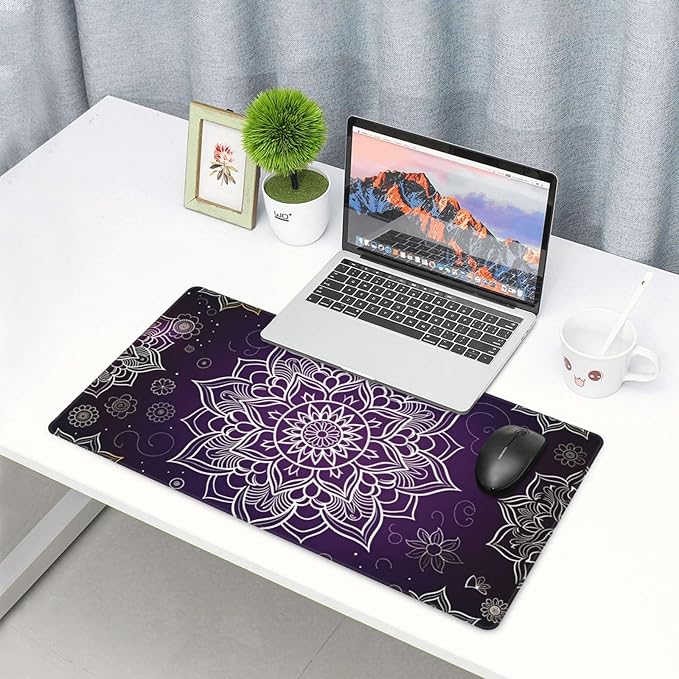 Floral Mandala Boho Desk Cover MatExtended Large Mouse PadComputer Laptop Mat Desk Decor for Office Game Home 30x16 Inch