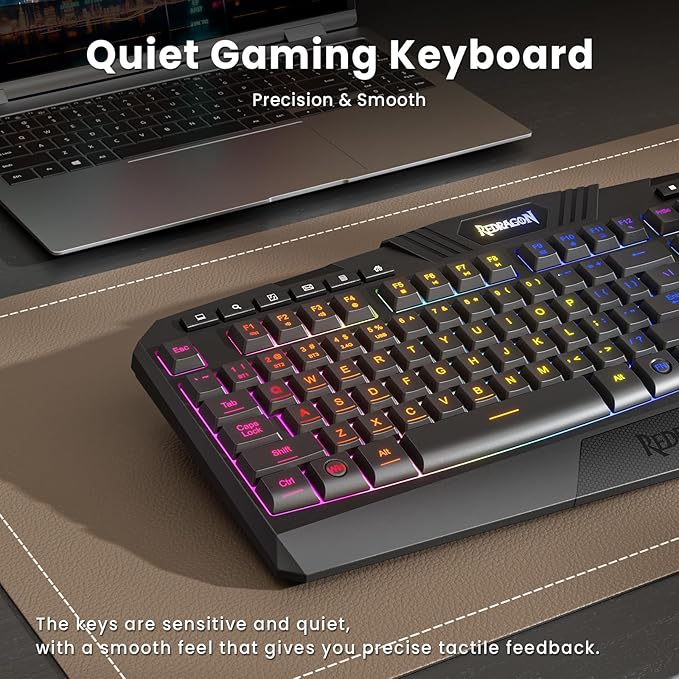 Redragon S101M-KS Gaming Keyboard and Mouse Wireless with Tri-Mode RGB Keyboard and 4800 DPI Gaming Mouse 10 Independent Multimedia Keys for Wins PC Computer Wireless S101 Ideal for Gamer