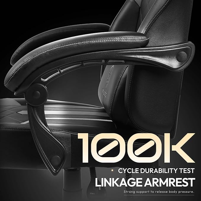Dowinx Gaming Chair with Pocket Spring Cushion High Back Ergonomic Computer Chair PU Leather 350 LBS Black and Purple