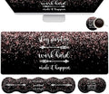 Large Gaming Mouse Pad Memory Foam Keyboard Wrist RestExtended Office Desk MatOffice Desk Pad with Stitched EdgesLaptop Desk Table Protector Rose Gold Glitter Inspirational Quotes Black Writing Mat