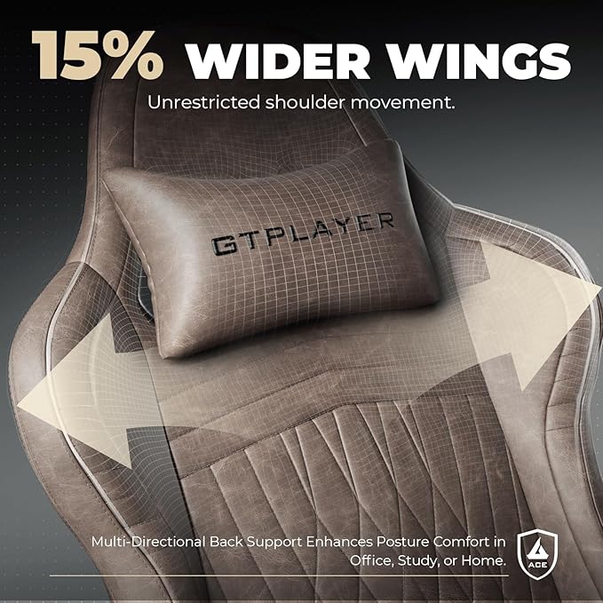 GTPLAYER ACE-PRO Music Gaming Chairs – Built-in Speakers App Support &amp Bluetooth Control Computer Game Chairs with Footrest for Adults Ergonomic Reclining Silla Linkage Armrest Light Brown