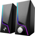 Nylavee Computer Speakers PC Speakers with 6 Lighting Modes USB Powered Computer Speakers for Desktop PC with 2 Bass-Boost Ports 2 Speaker Units and 3.5mm Aux-in for PC Laptop Monitor Gaming