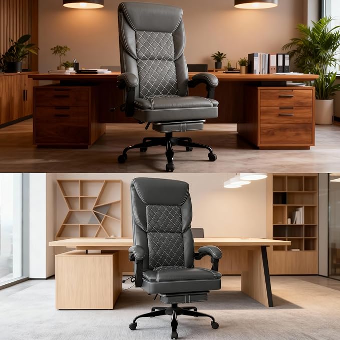 Gaming Chair Office Chair with Inflatable Lumbar Support Ergonomic Comfortable Wide Computer Chair with Footrest and Linked Soft Armrests High Back 3D Enveloping Seat Cushion