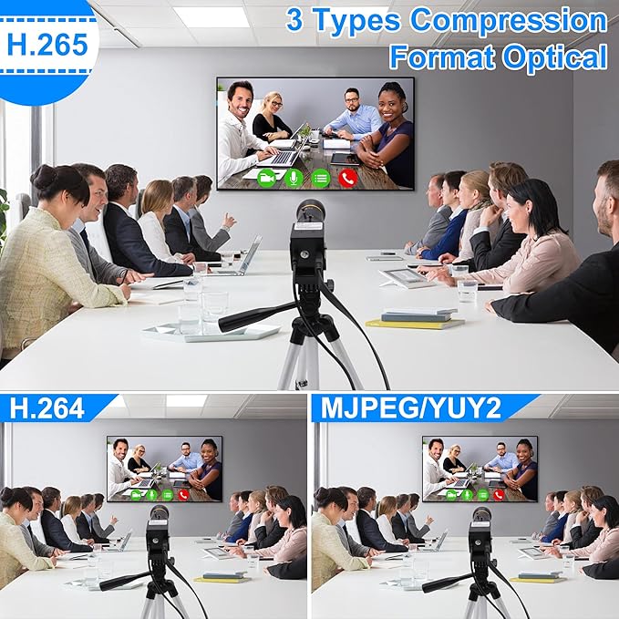 10X Optical Zoom 60fps HDMI USB3.0 Camera 4K High Speed H.264 Simultaneous Output PC Webcam Plug and Play for Computer Security Industrial Live Streaming CCTV Projector