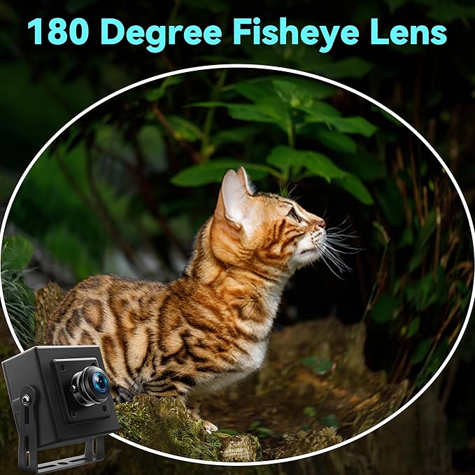 5MP USB Camera with 180 Degree Fisheye Lens 1080P 30FPS Webcam Aptina MI5100 Wide Angle Security Camera with Aluminum Case Mini Industrial Webcamera for Machine Vision Robotics