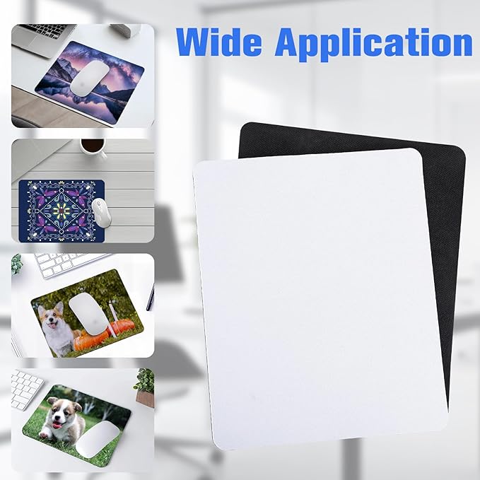 40 Pcs White Mouse Pad for Heat Transfer White Mouse Pads for Transfer Heat Press Printing Crafts DIY Rectangular Mousepad Mouse Pads with Non Slip Rubber Base(22x18x0.3cm)