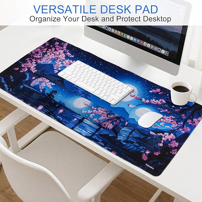 Petmolico Mouse Pad Set with Computer Keyboard Desk PadMouse Pad with Wrist RestTyping Wrist Pad and Cup CoastersErgonomic Design for Typing Pain Relief [NightfallMoon]