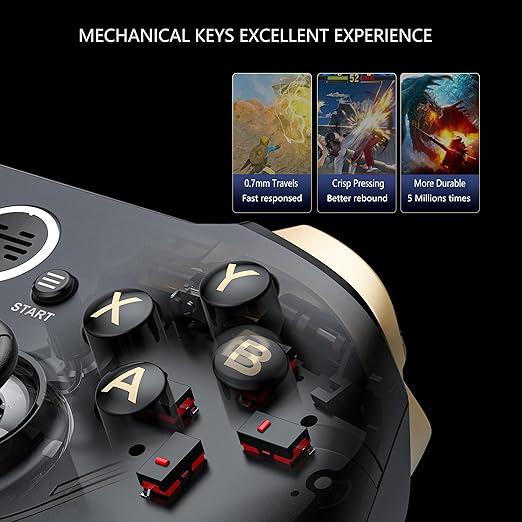 BEITONG Asura 2 Pro+ PC Gaming Controller - Hall Effect Joystick &amp Trigger Mechanical Buttons for PC/NS/Mobile/Steam with Back paddle/Turbo/6-Axis Motion Control (Macro-Black)