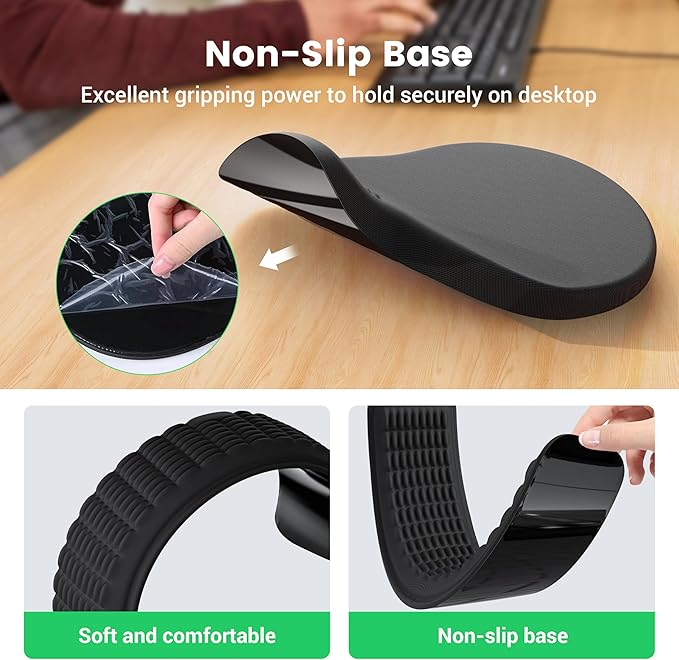 MEKASS Ergonomic Mouse Pad and Keyboard Wrist Rest Set Super Soft Memory Foam Desk Wrist Support for Computer Keyboard Non-Slip Arm Palm Rests Cushion for Typing Gaming Office Laptop Mac (Black)