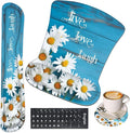 Keyboard Wrist Rest and Mouse Wrist Rest Pad with CoasterMade of Memory FoamErgonomic SupportEasy Typing &amp Pain Relieffor Home Office Working StudyingDaisy Flowers Quote Live Love Laugh