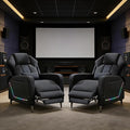 Gaming Recliner Chair with LED Lights Racing Style Big and Tall PU Leather Gaming Chair for Adults Lumbar Support Modern Ergonomic Home Theater Seating for Living Room (Black Ste of 2)