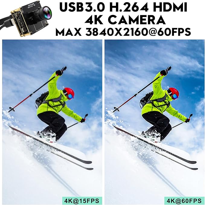 HDMI 60fps USB Camera 4K High Speed USB3.0 Camera for Worship Conference Monitor Type-C HDMI Simultaneous Output PC Camera for Computer with 120Degree No Distortion Lens 2X Digital Zoom Webcam