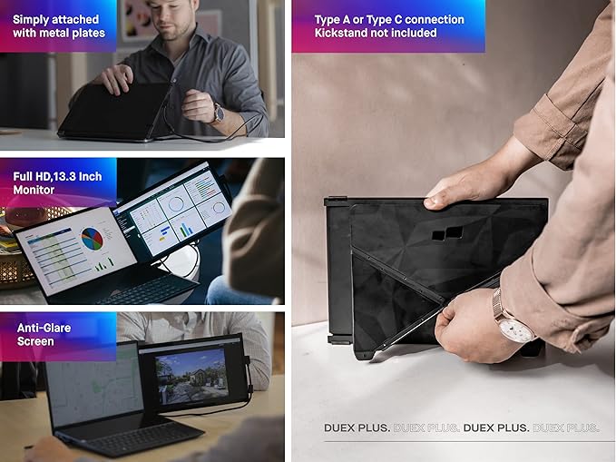 Mobile Pixels Duex Plus Portable Monitor for Laptops USB C/USB A Plug and Play 13.3 Laptop Screen Extender