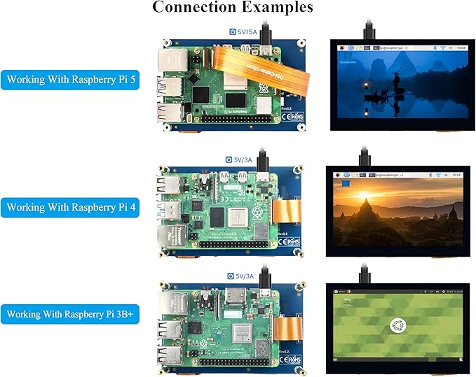 4.3inch DSI LCD Compatible with Raspberry Pi 5/4B/3B+/3B//3A+/2B/B+/A+/CM5/4/3+/3 800x480 Resolution 5-Points Capacitive Touch Screen IPS Display Monitor MIPI DSI Interface
