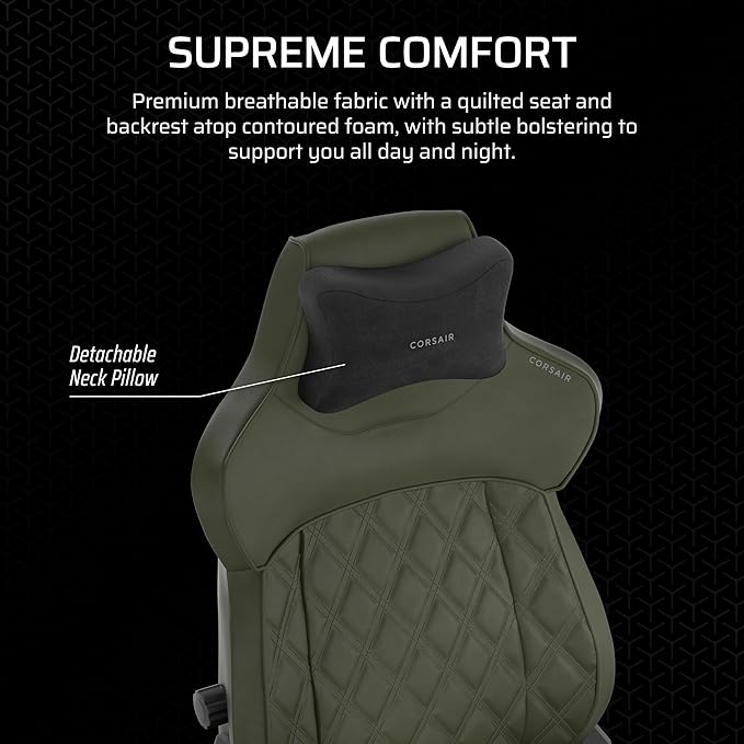 Corsair TC500 Luxe Gaming Chair – Premium Breathable Fabric – Wide Seat – Five-Way Adjustable Armrests – Adjustable Built-in Lumbar Support – 90-135 Degree Recline – Sherwood