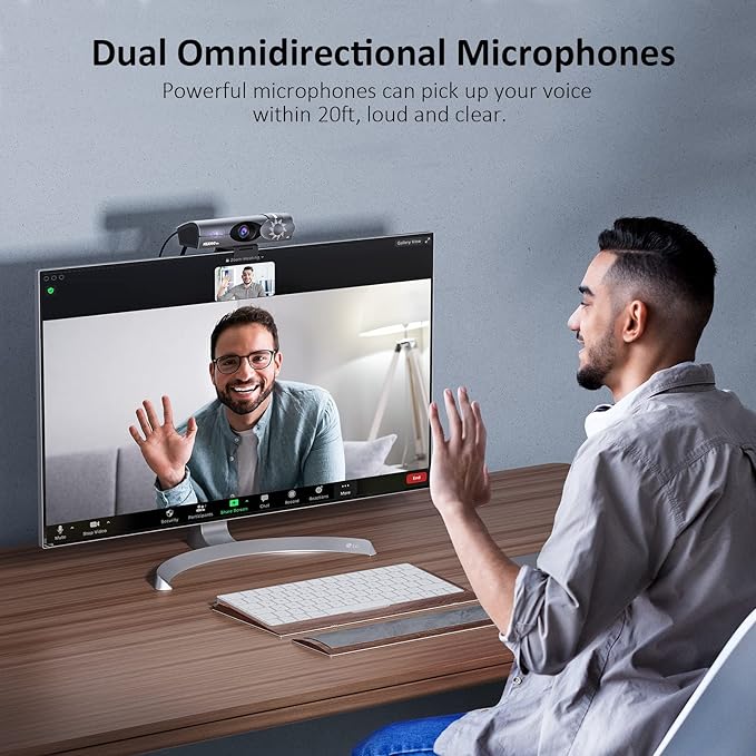 NexiGo Iris 4K AI Webcam with 1/1.8 Sony_Sensor Onboard Flash Memory HDR PiP DSLR-Style Control Auto Framing/Tracking with Flexible FOV Noise-Canceling Mics for Zoom/Teams/OBS and More