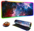 Large RGB Gaming Mouse PadGalaxy Nebula Space Oversized Glowing Led Extended Mousepad10 Lighting ModesNon-Slip Rubber Base Computer Keyboard Mousepads Mat31.5 x 11.8 inch