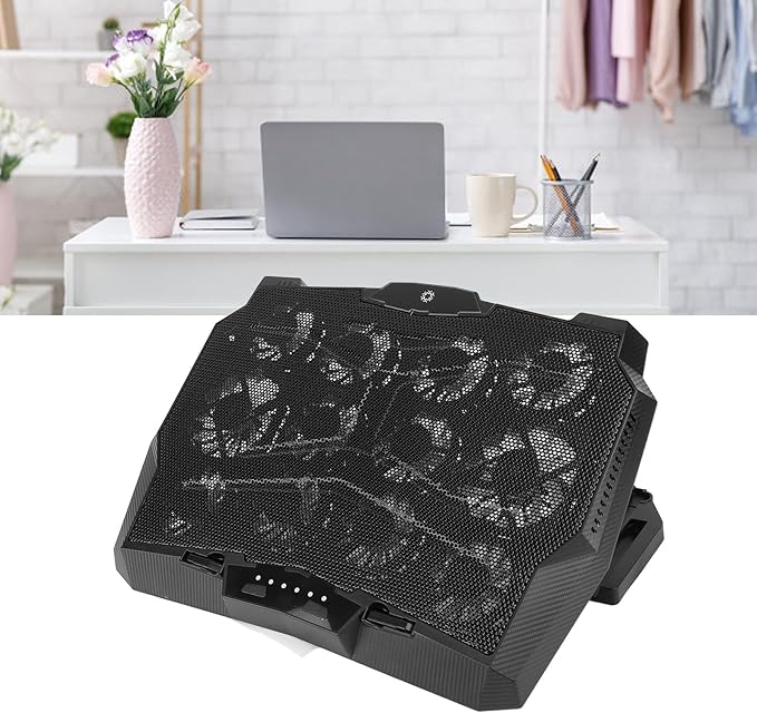 Laptop Cooler Adjustable Height Portable Cooling Stand with Multiple Fan Speed Settings Eliminates Hot Spots for All Laptops Tablets Gaming Devices