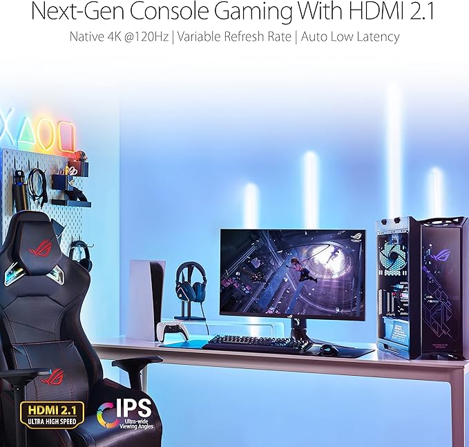 ASUS ROG Swift PG32UQ 32” 4K HDR 144Hz DSC HDMI 2.1 Gaming Monitor UHD (3840 x 2160) IPS 1ms G-SYNC Compatible Extreme Low Motion Blur Sync Eye Care DisplayPort USB DisplayHDR 600
