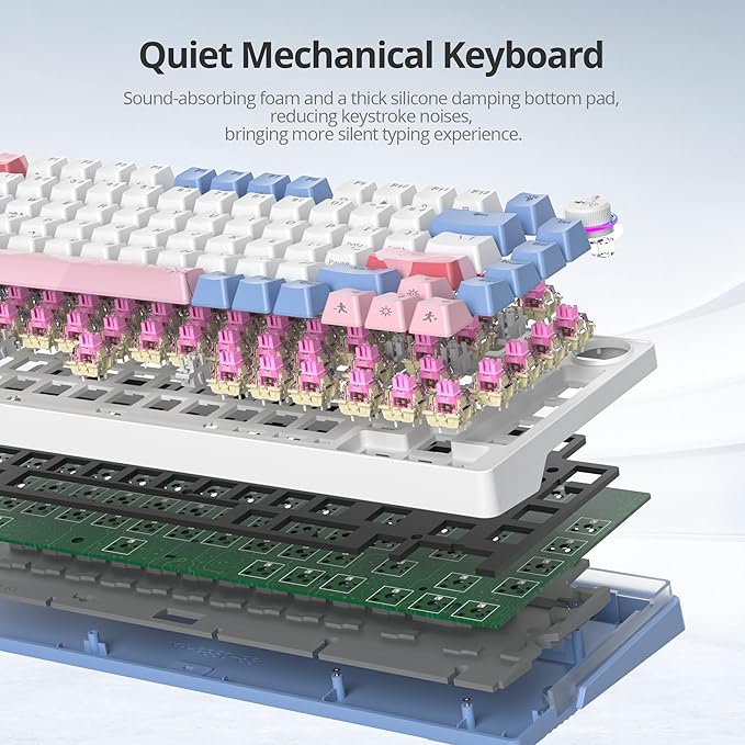 75% Pink Mechanical Gaming Keyboard Compact 82 Key Hot Swappable Keyboard with Knob RGB Backlit OEM Profile Wired USB Keyboard with Linear Switches for Windows Mac (82 Pink)