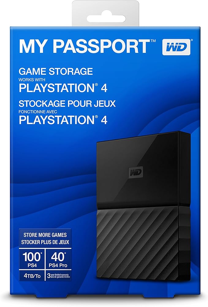 WD 4TB My Passport Game Storage Works with PS4 - USB 3.0 - WDBZGE0040BBK-NESN