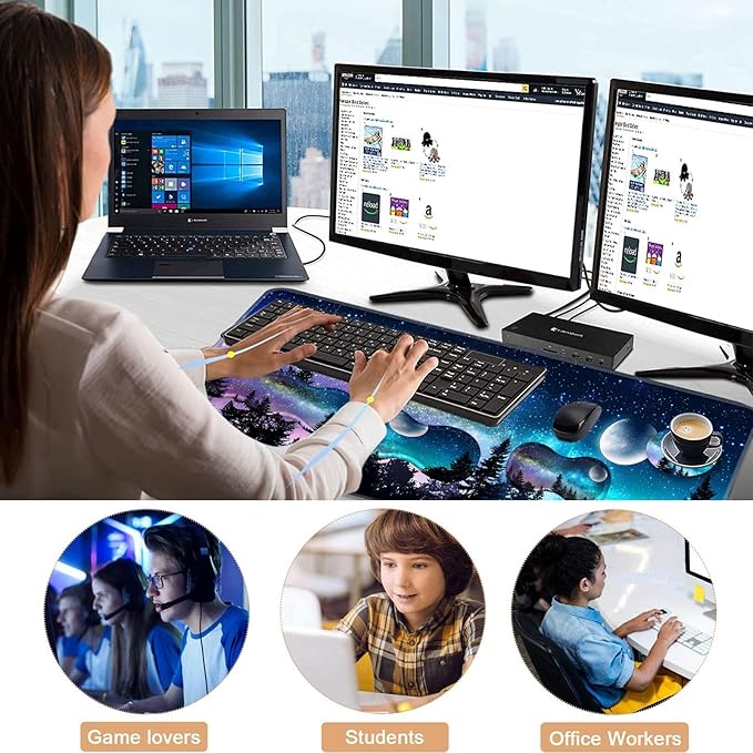 Keyboard Wrist Rest and Mouse Pad with Wrist Support Set Ergonomic CoasterMemory FoamEasy Typing Pain ReliefLarge XL Desk Mat 31.5x 11.8Forest Moon