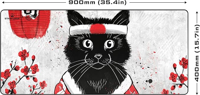 Sushi Cat Gaming Desk Mat – Large Extended Mouse &amp Keyboard Pad