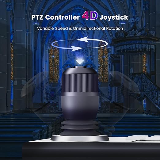 iuZee NDI PTZ Camera Controller Real-time 5-Inch LCD Screen Preview Support PoE Powered IP Controller Keyboard with 4D Joystick for Church Live Streaming Events etc. NDI License Included