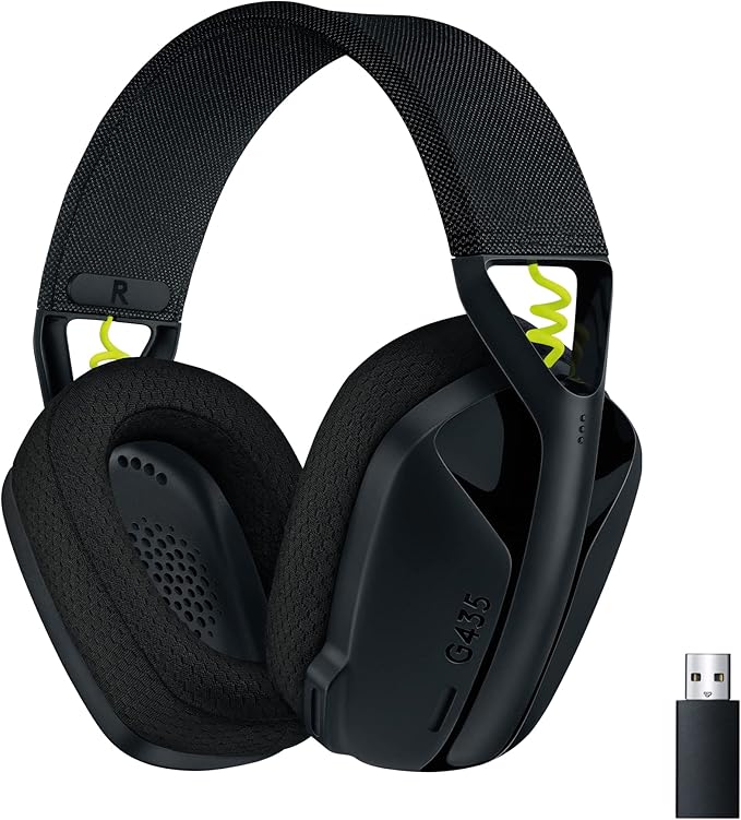 Logitech G435 Lightspeed &amp Bluetooth Wireless Gaming Headset - Lightweight Over-Ear Headphones Built-in mics 18h Battery Dolby Atmos PC PS4 PS5 Nintendo Switch/Switch 2 Mobile - Black