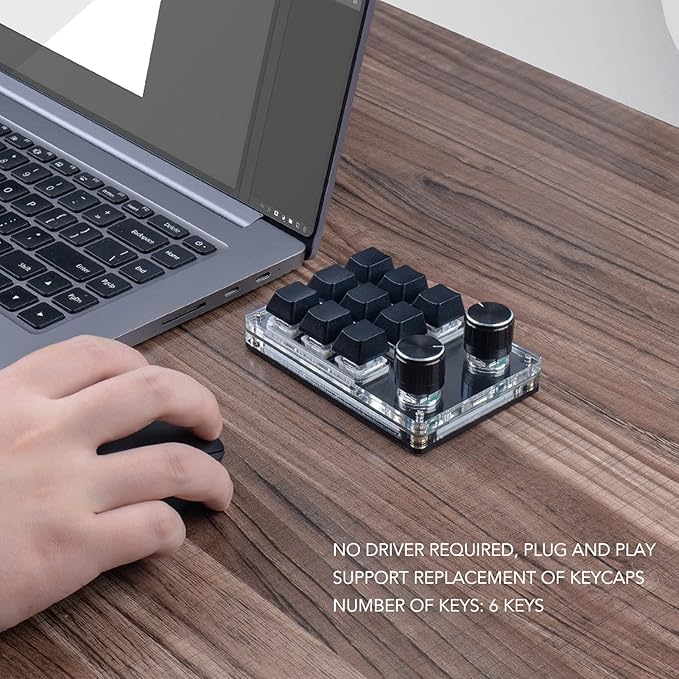 Vikye 6 Key Gaming Keyboard USB Mini 6 Key Keypad Mechanical Gaming PC Keyboards Hot Swappable Programming Macro Keyboard with Red Switch Shortcuts for PC Laptop