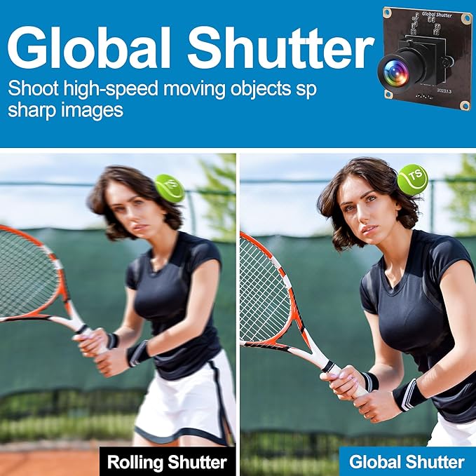 MMlove 1200P 90fps Global Shutter USB Camera Module High Speed Webcam 68° Viewing Angle 2MP lightburn Camera PC Webcam Board for VR Face Recognition StreamingPC/Laptop/Raspberry Pi