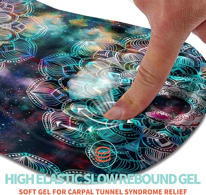 Ergonomic Mouse Pad Wrist Support with Memory Foam Massage Bulge Carpal Tunnel Pain Relief Mousepad Wrist Rest for Mouse(12x8 inch Mandala)