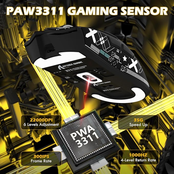 ATTACK SHARK X11 &amp X65 PRO HE Rapid Trigger Hall Effect Keyboard60% Magnetic Keyboard 8K Polling Rate RGB Hot SwapWireless Gaming Mice with Charging Dock 22K DPIBT/2.4Ghz/WiredCoiled Cable-Bla