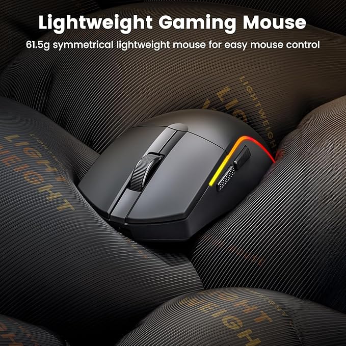Redragon S156 Wireless Keyboard and Mouse with Tri-Mode Mechanical Feel Keyboard and 4800 DPI 61G Ultra-Light Gaming Mouse RGB Backlit 4 Macro Keys Long Battery Life for PC Mac Ideal for Gamer