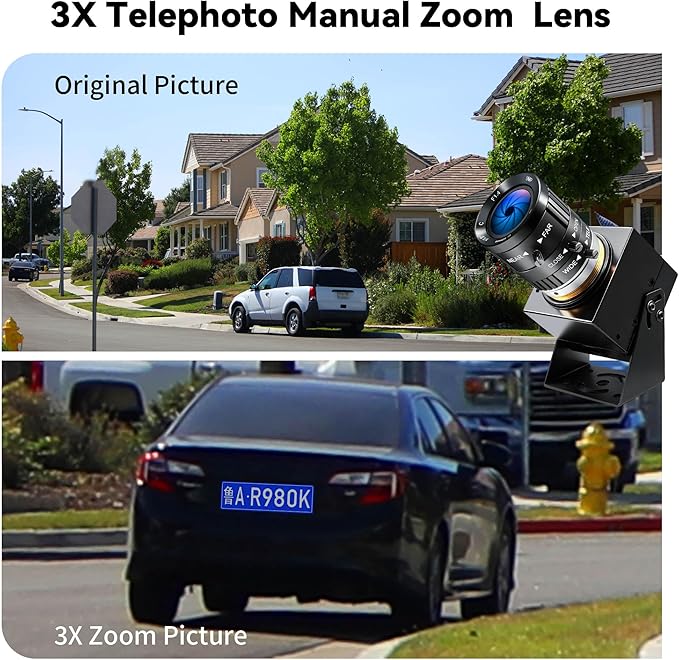 Starvis Ultra Low Light USB Camera 0.0001Lux 1080P H.264 3X 3.6-10mm Manual Zoom Close up Lens HDR Full Color Night Vision Security Industrial Webcam Plugfor Windows Linux Mac Jetson Nano