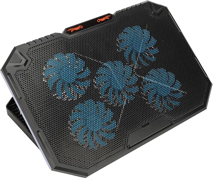 aqxreight Laptop Cooling Pad with 5 Fans for Efficient Heat Dissipation and Height Featuring RGB Lighting for 13 to 17 Inch Notebooks