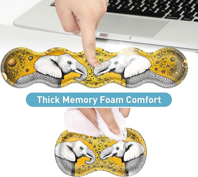 Keyboard Mouse Pad Set Extended Gaming Mouse Pad+Ergonomics Keyboard Wrist Rest Support Memory Foam Easy Typing Pain Relief 4Pcs XL Ultra Thick Desk MatElephants Sunflower Field