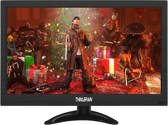 13.3 inch Small PC Monitor 1366x768 Mini LED Monitor with HDMI VGA AV BNC USB Intput for Fire Stick Computer Xbox Ras pi Built-in Speaker